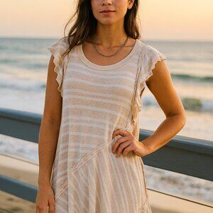 Woman's Inside-out Sleeveless Dress Striped Size Small